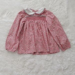 Alice Kathleen & Company Apple Smocked Peter Pan Collar Blouse Girls Youth 10.